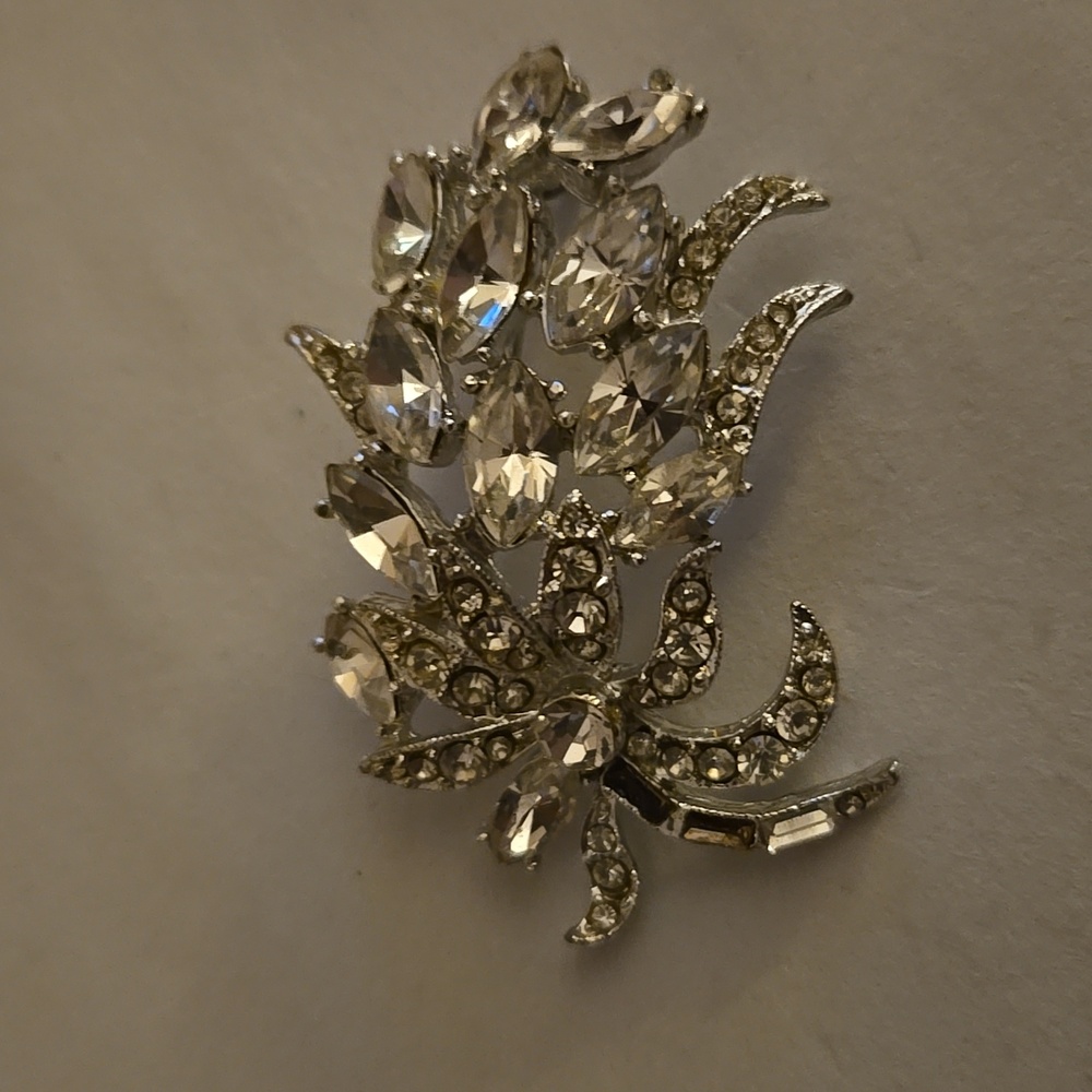 Vintage Silver Crystal Brooch Collection.